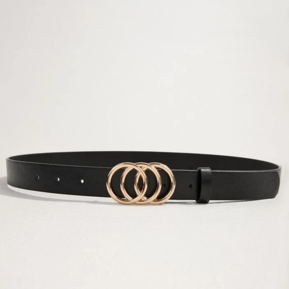 NEW| Triple Ring PU Leather Buckle Belt - Picture 4 of 4